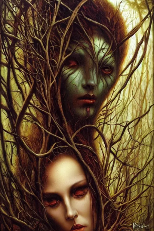 Image similar to the ghostly woman of the forest, karol bak,