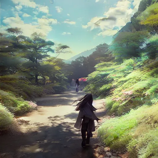 Prompt: walking around misumi west port and manda pit, kumamoto, japan. volumetric lighting, nice spring afternoon, sunny weather, ( few clouds ), photorealistic illustration, perfectly shaded, soft painting, art by krenz cushart and wenjun lin