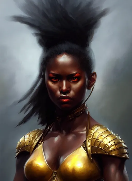 Image similar to a _ fantasy _ style _ portrait _ painting _ of black female warrior oil _ painting _ unreal _ 5 _ daz. _ rpg _ portrait _ extremely _ detailed _ artgerm _ greg _ rutkowski _ greg
