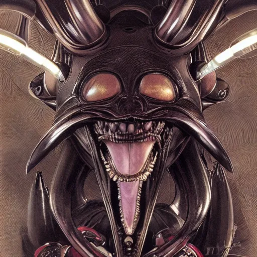 Prompt: mickey mouse xenomorph chimera lurkin in dark room portrait, round ears, designed by h. r. giger, highly intricate detailed 8 k ultrarealistic octane render by artgerm and rutkowski and mucha