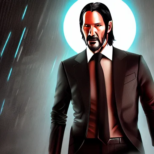 Image similar to john wick in the tron universe, 4 k