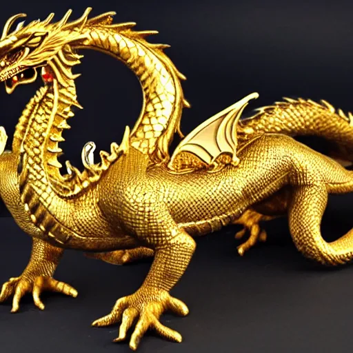 Prompt: A golden dragon