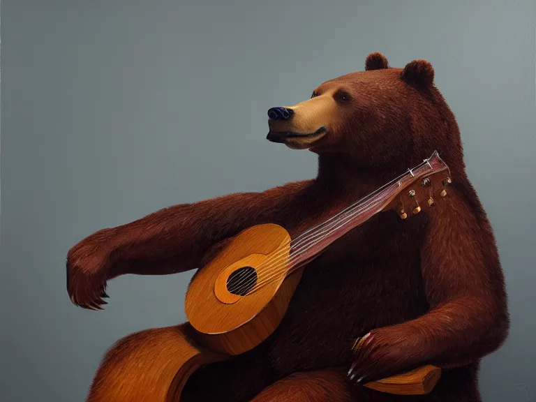 Image similar to bear plays the balalaika, Oil Painting, Trending on Artstation, octane render, Insanely Detailed, 8k, HD