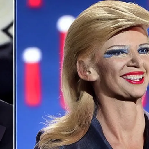 Prompt: donald trump in women's makeup and clothes