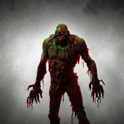 Image similar to zombie from doom eternal, photography