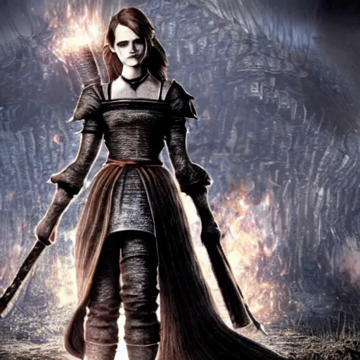 Image similar to Emma Watson in Dark Souls