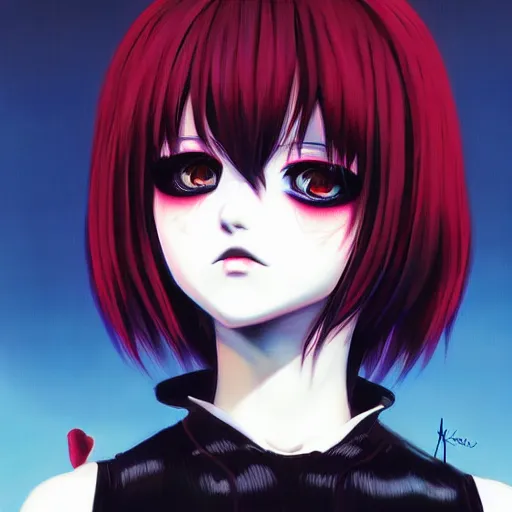 Image similar to portrait of an anime goth clowngirl, painted by ilya kuvshinov