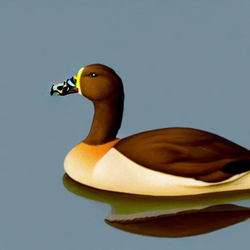 Image similar to a duck in the style of Stephen Cartwright