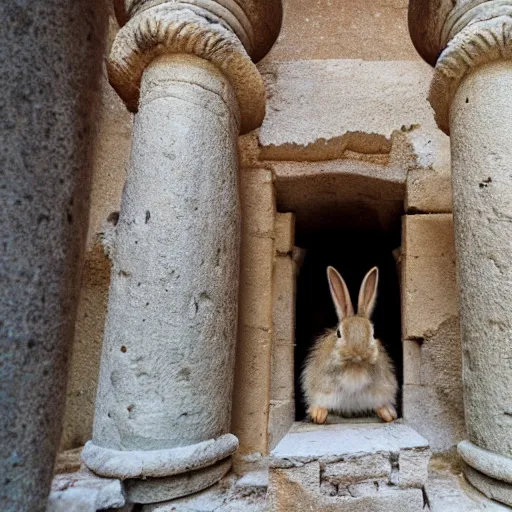 Image similar to a rabbit inside a byzantine temple