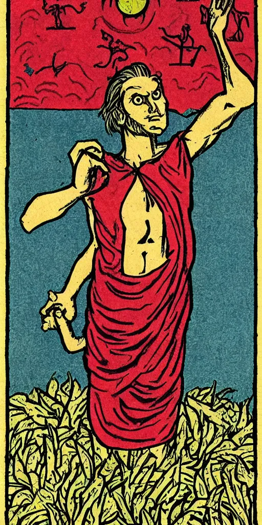 Image similar to the fool tarot illustrated in the style of Charles Burns