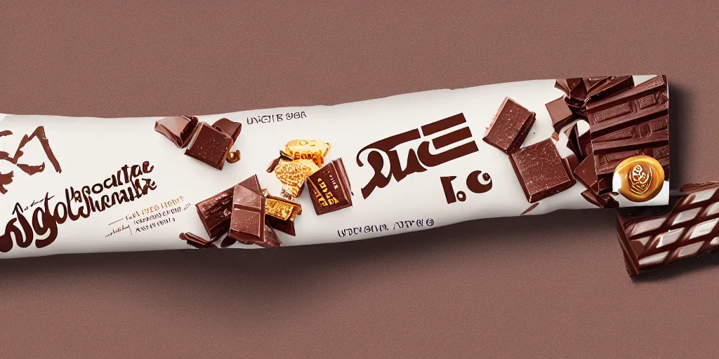 Image similar to a packaging design for a chocolate bar, octane render, ultra realistic