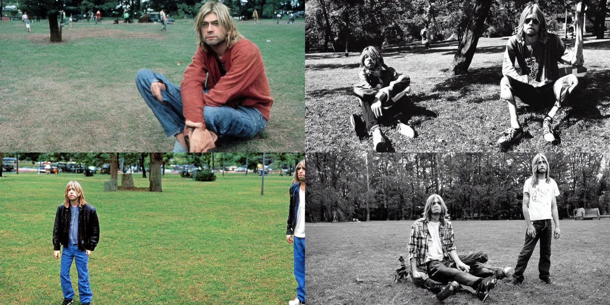 Prompt: kurt cobain at a park