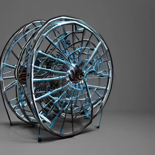 Prompt: Infinite Wheels within wheels with infinite eyes, hyperrealistic art, energy, gyroscope, tesseract