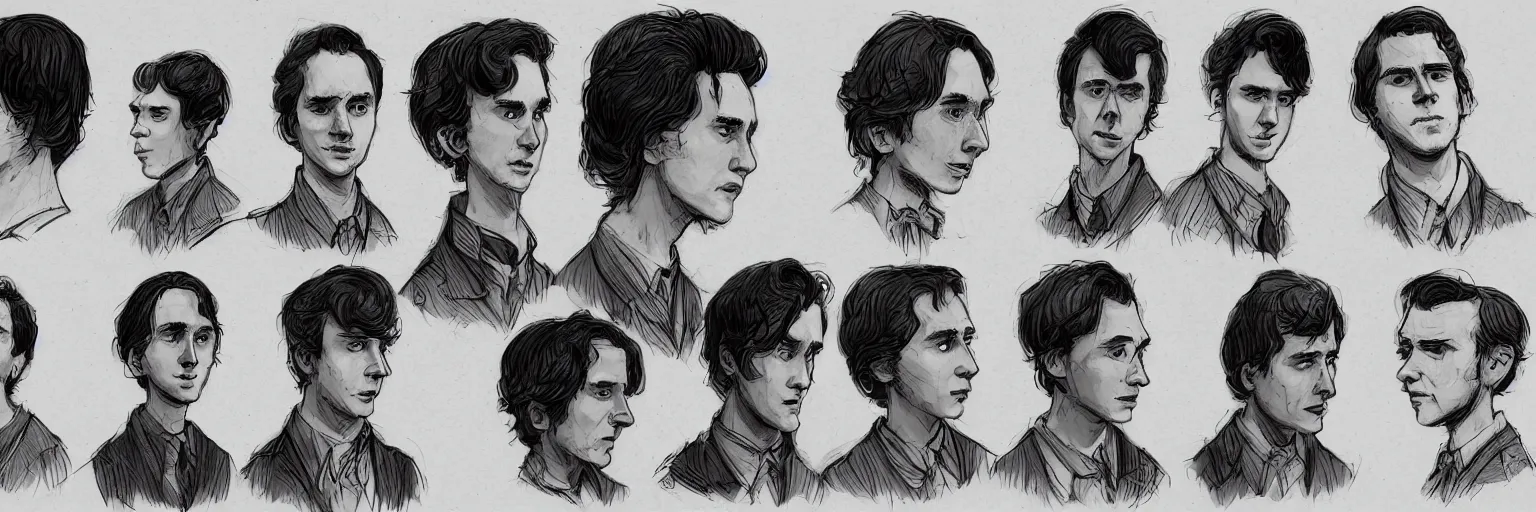 Prompt: character study of julian lage and paul dano, clear faces, wild, crazy, character sheet, fine details, concept design, contrast, kim jung gi, pixar and da vinci, trending on artstation, 8 k, full body and head, turnaround, front view, back view, ultra wide angle