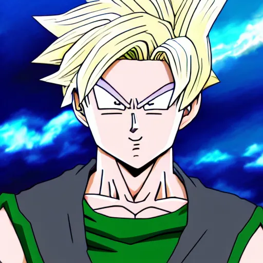 Image similar to young blonde boy fantasy thief, full dragon ball style, anime style