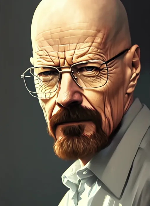 Prompt: ultra realistic illustration, handsome walter white. intricate, elegant, highly detailed, digital painting, artstation, concept art, smooth, sharp focus, illustration, art by artgerm and greg rutkowski and alphonse mucha and wlop