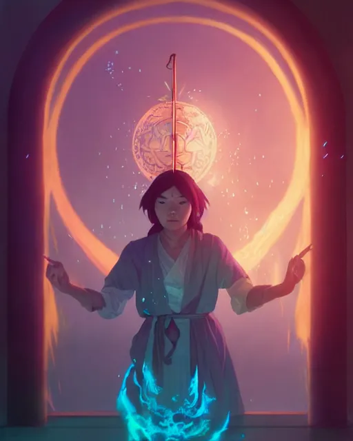 Prompt: asian mage casting a water spell, highly detailed vfx portrait, unreal engine, greg rutkowski, loish, rhads, beeple, makoto shinkai and lois van baarle, ilya kuvshinov, rossdraws, tom bagshaw, alphonse mucha, global illumination, detailed and intricate environment