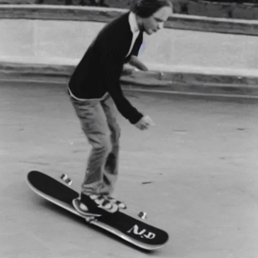 Image similar to photo of barney skateboarding