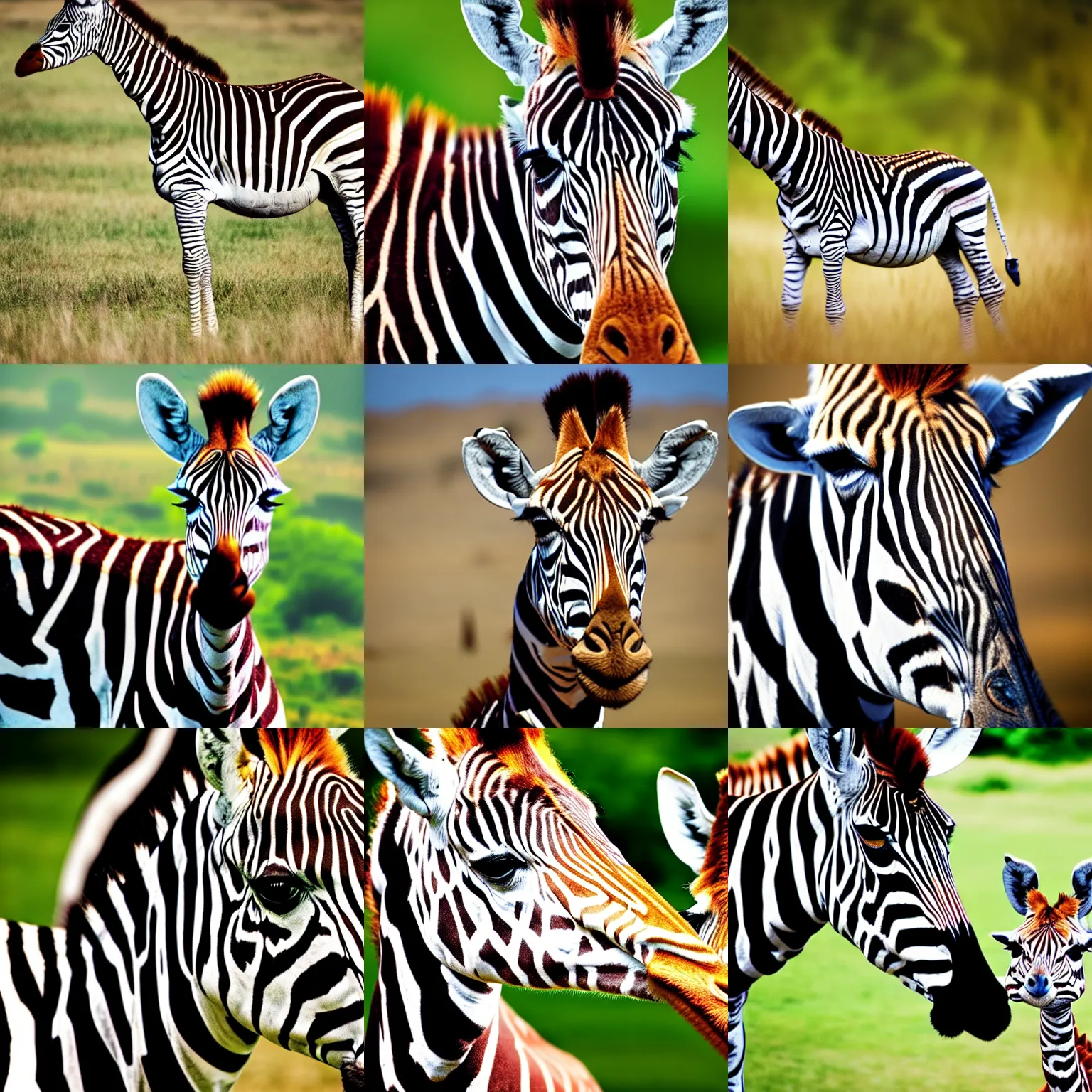 Prompt: high definition hd photography of a zebra crossed with a giraffe.