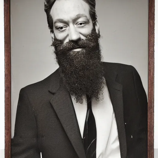 Image similar to a man with a beard and a black jacket, a portrait by John E. Berninger, dribble, neo-expressionism, uhd image, studio portrait, 1990s