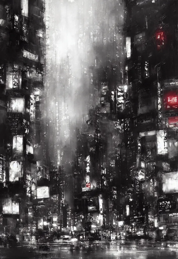 Prompt: shinjuku at night, concept art by Jeremy Mann