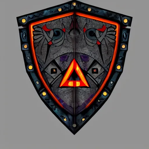 Prompt: hyrule shield in a cyberpunk style, highly detailed digital art,