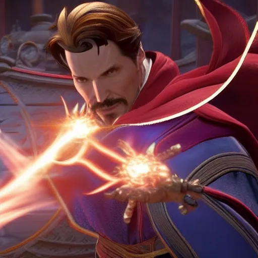 Prompt: Film still of Doctor Strange, from Soulcalibur VI (2018 video game)