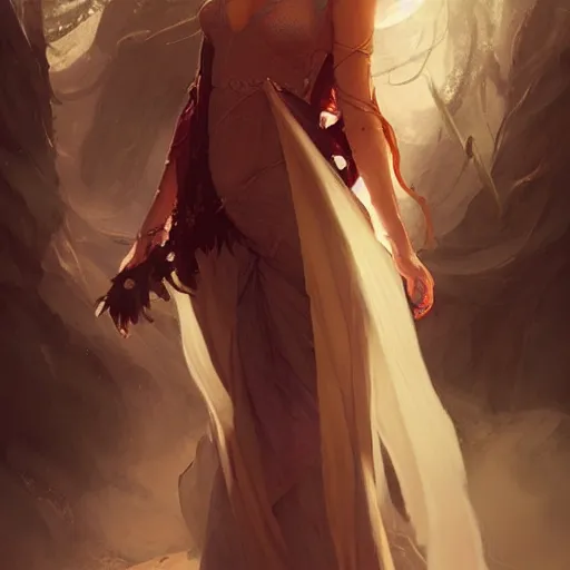 Prompt: a beautiful sorceress in long flowing robes, by charlie bowater, loish, peter mohrbacher, artgerm, greg rutkowski, krenz cushart, wlop