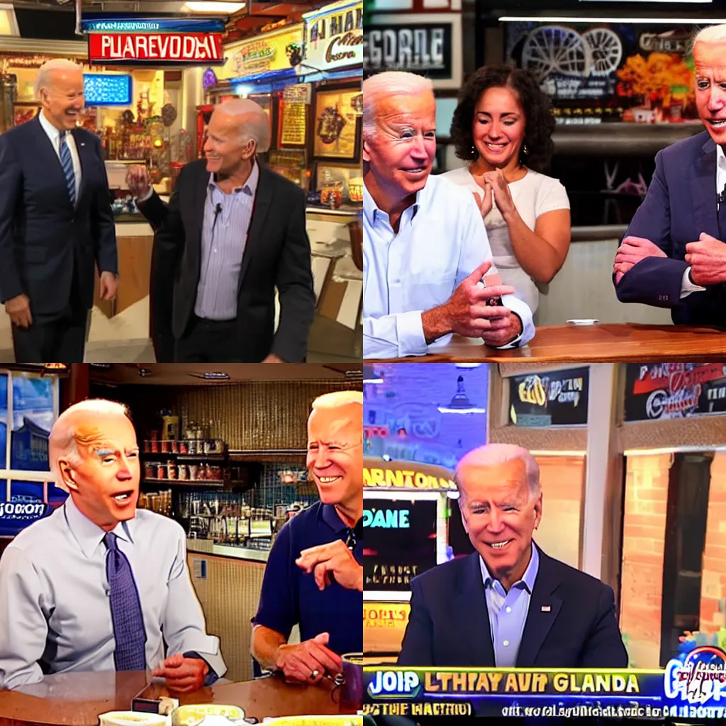 Prompt: Joe Biden on phantom gourmet local TV broadcast