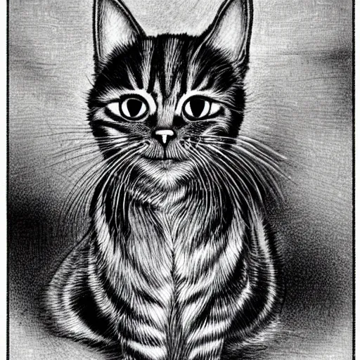 Image similar to realistic cat by junji ito