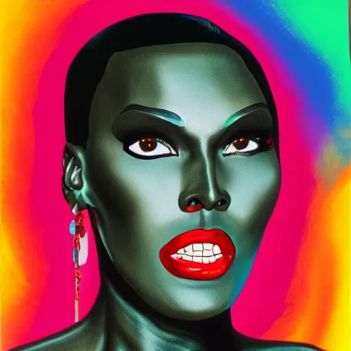 Prompt: a portrait painting of Grace Jones, 4k,