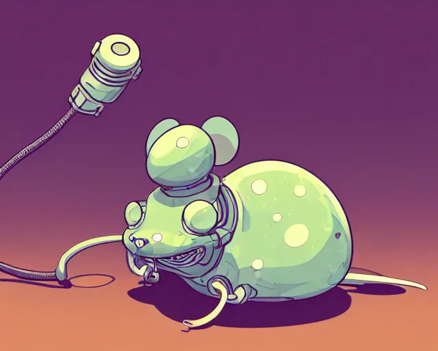 Prompt: a study of cell shaded cartoon of an adorable mechanized mouse with tank treads, illustration, wide shot, subtle colors, post grunge, concept art by josan gonzales and wlop, by james jean, Victo ngai, David Rubín, Mike Mignola, Laurie Greasley, highly detailed, sharp focus, alien, Trending on Artstation, HQ, deviantart, art by artgem