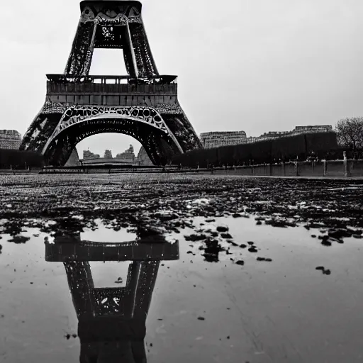 Image similar to a destroyed and deserted eiffel tower