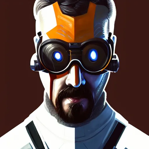 Prompt: portrait of gordon freeman wearing hev suit, sci - fi, intricate, elegant, highly detailed, digital painting, artstation, concept art, smooth, sharp focus, illustration, by bartek fedyczak, erak note, tooth wu, neil richards, kan liu, siwoo kim, jisu choe