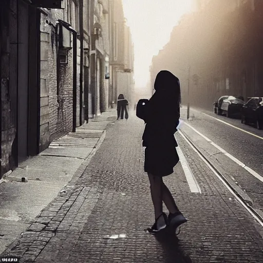 Prompt: he watched the sides of the streets as she said her thank you, illustrative concept