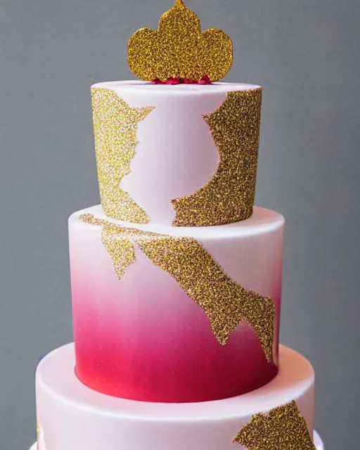 Image similar to elegant rococo quartz raspberry wedding cake dripping fondant, stylized, sparkling, glitter, gilding, ornate, sylvain sarrailh, joongwon jeong