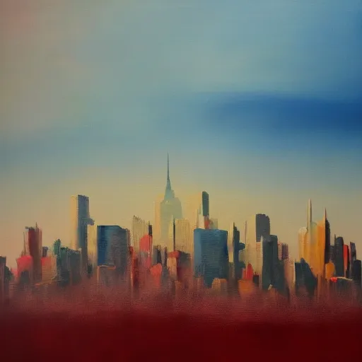 Prompt: Abstract painting of New York by Poussin, realistic, photo studio, HDR, 8k, trending on artstation