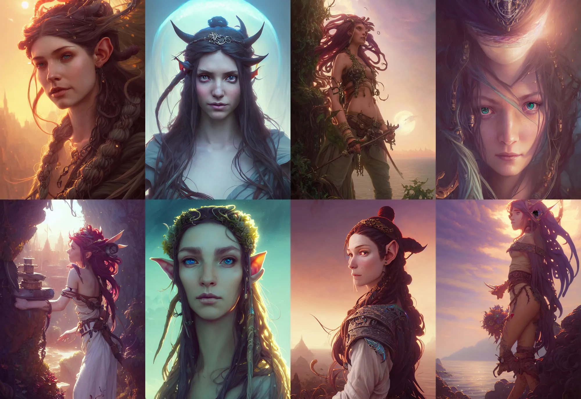 Prompt: highly detailed portrait of a elf woman pirate with long hair, stephen bliss, unreal engine, fantasy art by greg rutkowski, loish, rhads, ferdinand knab, makoto shinkai and lois van baarle, ilya kuvshinov, rossdraws, tom bagshaw, alphonse mucha, global illumination, radiant light, detailed and intricate environment