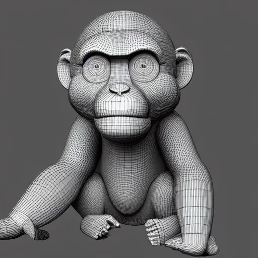 Image similar to a 3 d model of a monkey with no color with a black background and shaders