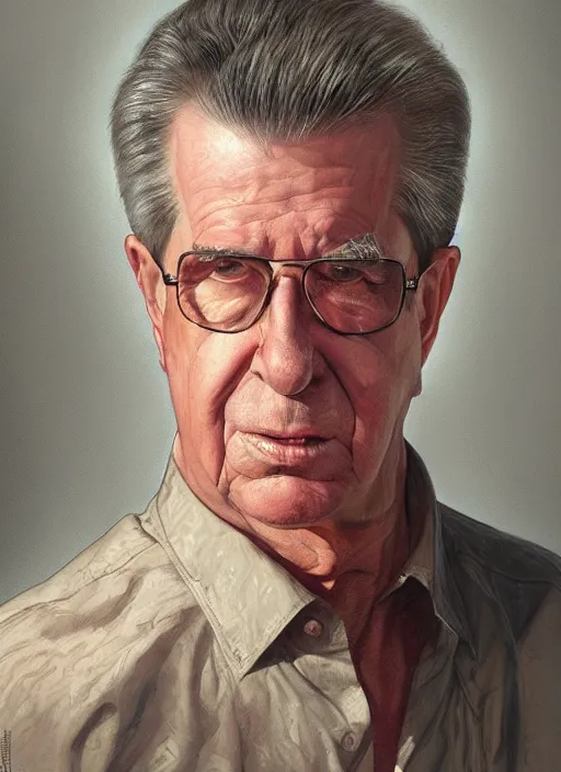 Image similar to portrait of Clu Gulager, highly detailed, centered, solid color background, digital painting, artstation, concept art, smooth, sharp focus, illustration, artgerm, donato giancola, Joseph Christian Leyendecker, Les Edwards, Ed Repka, WLOP