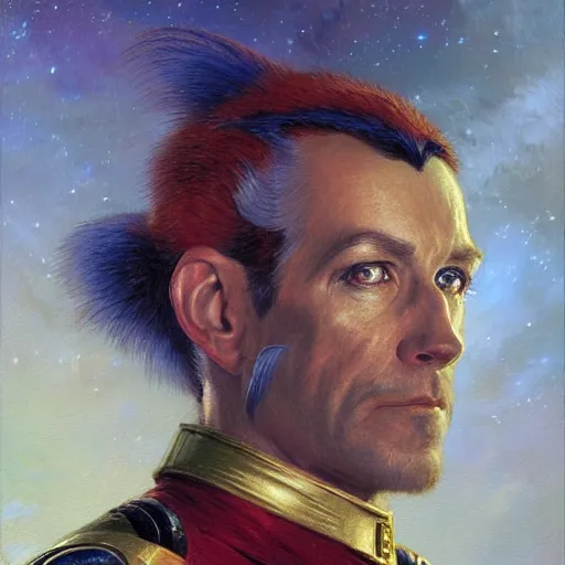 Image similar to a portrait of a bird birdman avian star trek captain. highly detailed painting by gaston bussiere, craig mullins, j. c. leyendecker, furry