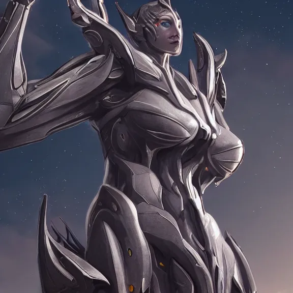 Image similar to giant stunning goddess shot, galactic sized beautiful hot anthropomorphic robot mecha female dragon, larger than the planet, gently caressing earth, looming over earth in space, detailed sleek silver armor, epic proportions, epic scale, highly detailed digital art, furry art, macro art, warframe fanart, destiny fanart, anthro, giantess, macro, furaffinity, deviantart, 8k 3D realism