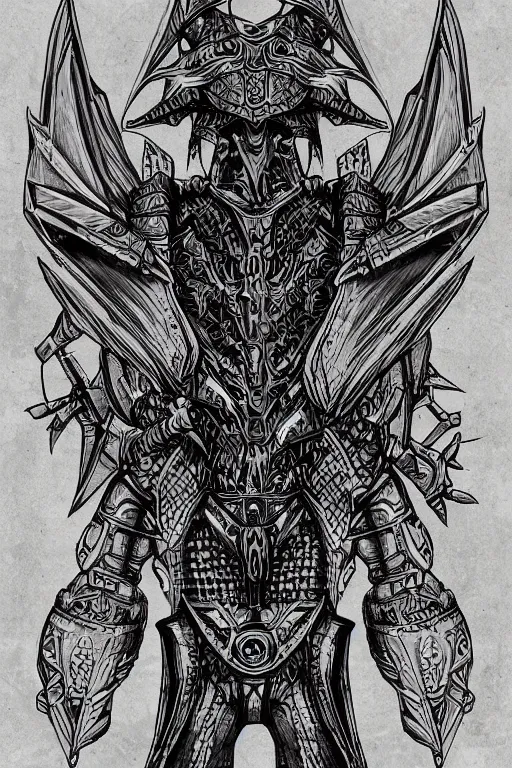 Image similar to armoured warrior hummingbird monster, symmetrical, highly detailed, digital art, hummingbird themed armour, sharp focus, trending on art station, kentaro miura manga art style