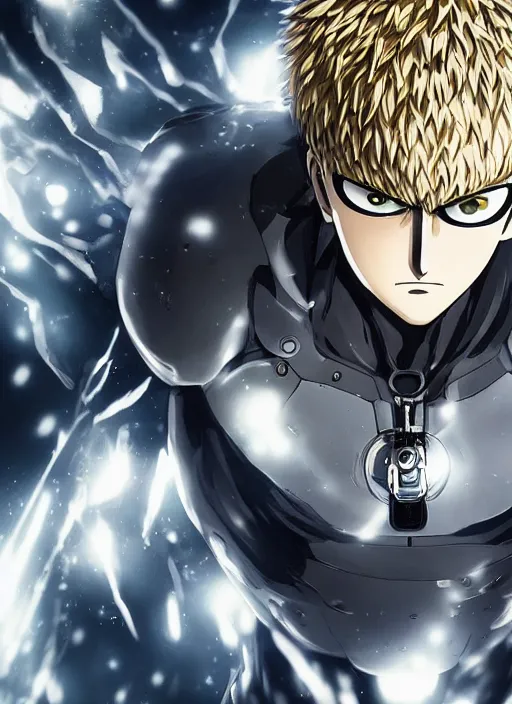 Image similar to A full portrait photo of real-life genos one punch man, f/22, 35mm, 2700K, lighting, perfect faces, award winning photography.