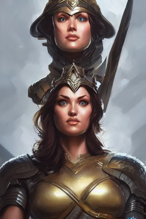 Image similar to amazon valkyrie athena, d & d, fantasy, portrait, highly detailed, headshot, digital painting, trending on artstation, concept art, sharp focus, illustration, art by artgerm and greg rutkowski and magali villeneuve