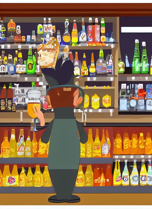 Prompt: digital art of a bat buying a beer in a convenience store, highly detailed
