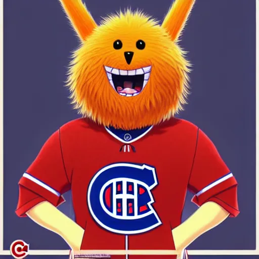 Image similar to anime Portrait of Youppi the Habs Montreal Canadiens Mascot as a very cute powerful and friendly pokemon, highly detailed anime, smooth, sharp focus, dynamic lighting, intricate, trending on ArtStation, illustration pokemon, art by WLOP