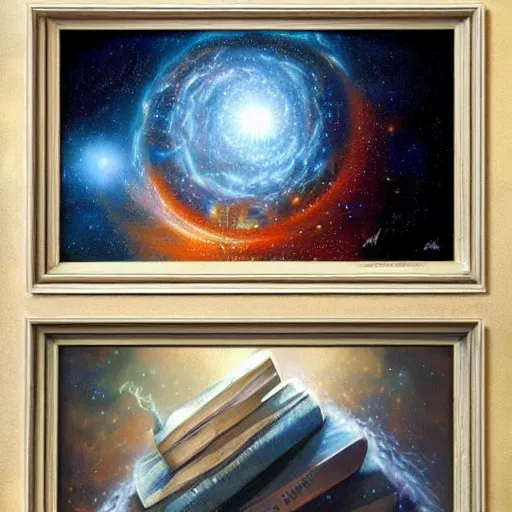 Image similar to the laws of physics break down and there only an infinite present, in which all points in time are equally real. beautiful peter mohrbach and mark keathley illustration trending on artstation