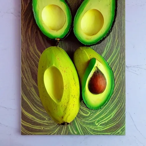 Image similar to avocado banana, psychedelic