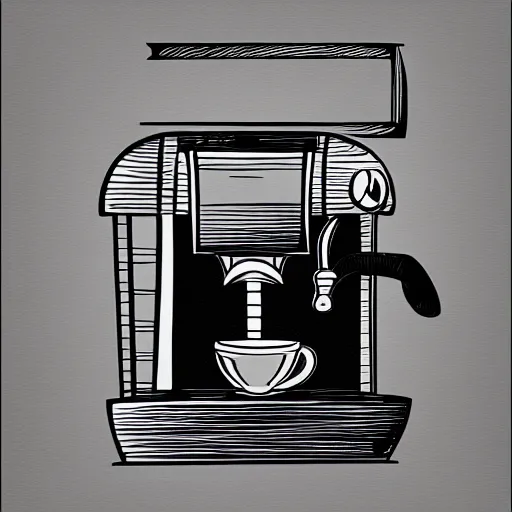 Image similar to espresso machine, coffee, hand drawn, engraved vector, by alexanderpokusay